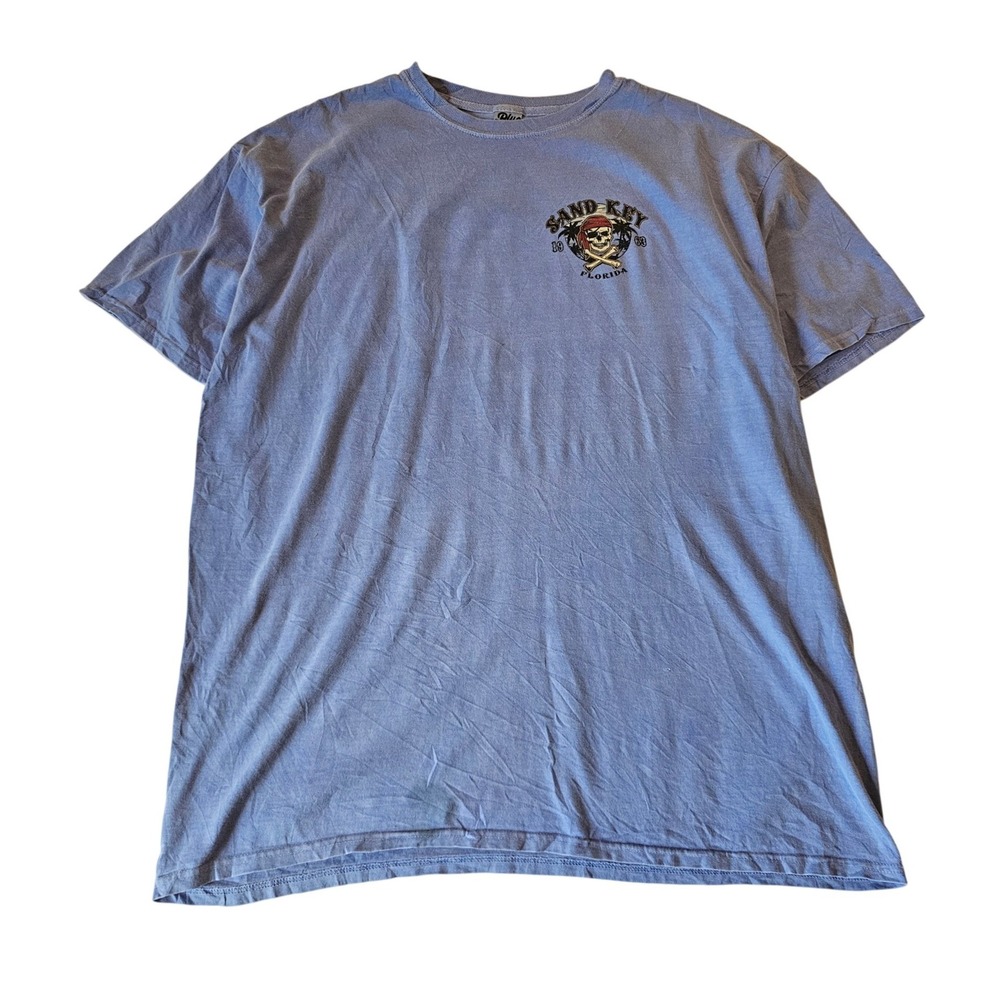 Blue 84 Sand Key Florida Pirate Club Graphic T-Shirt Mens XL Faded Blue Cotton